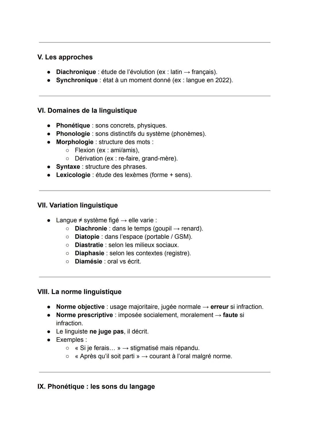 FRANÇAIS MODERNE - S1: Introduction à la
linguistique
I. Définition & champ de la linguistique
• Linguistique: étude scientifique du langage