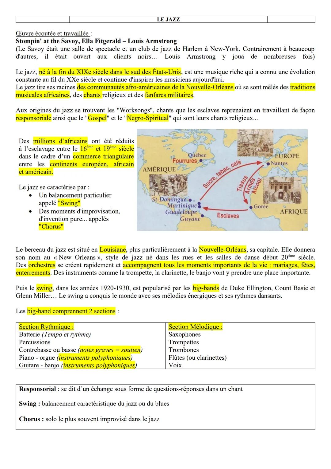 # LE JAZZ
**Œuvre écoutée et travaillée :**
**Stompin’at the Savoy : Ella Fitzgerald - Louis Armstrong**
(Le Savoy était une salle de spec
