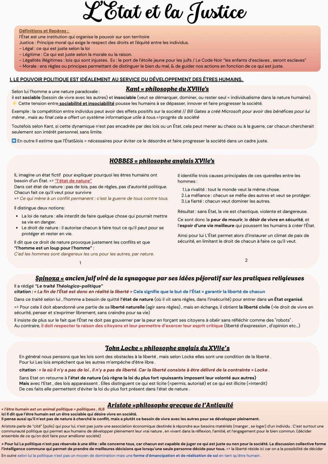 Fiche Philo État et la Justice