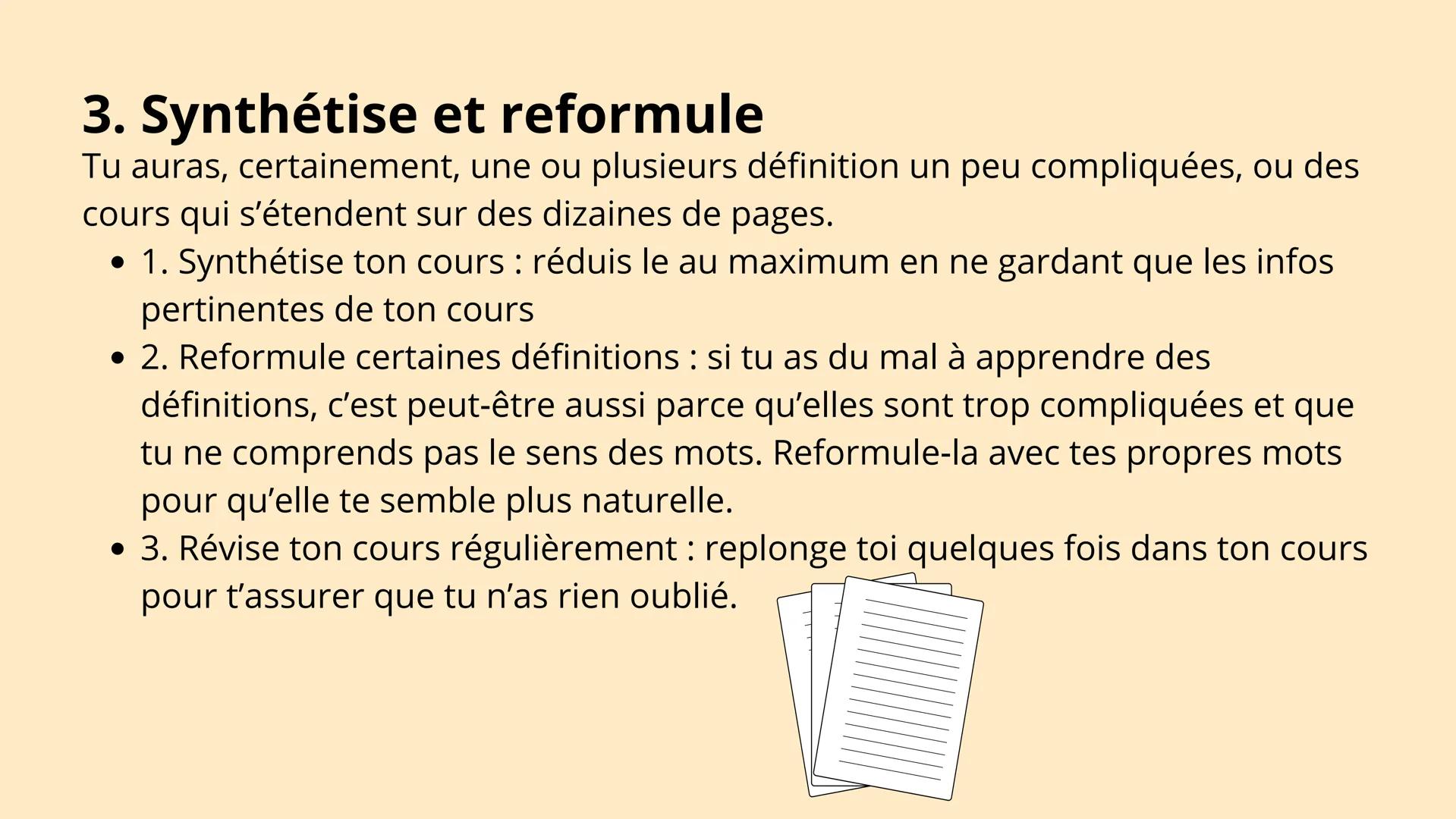 Comment avoir
des bonnes notes 1.La méthode de révision
Utilise une méthode de travail qui te ressembles et qui fonctionne pour toi : tu
as