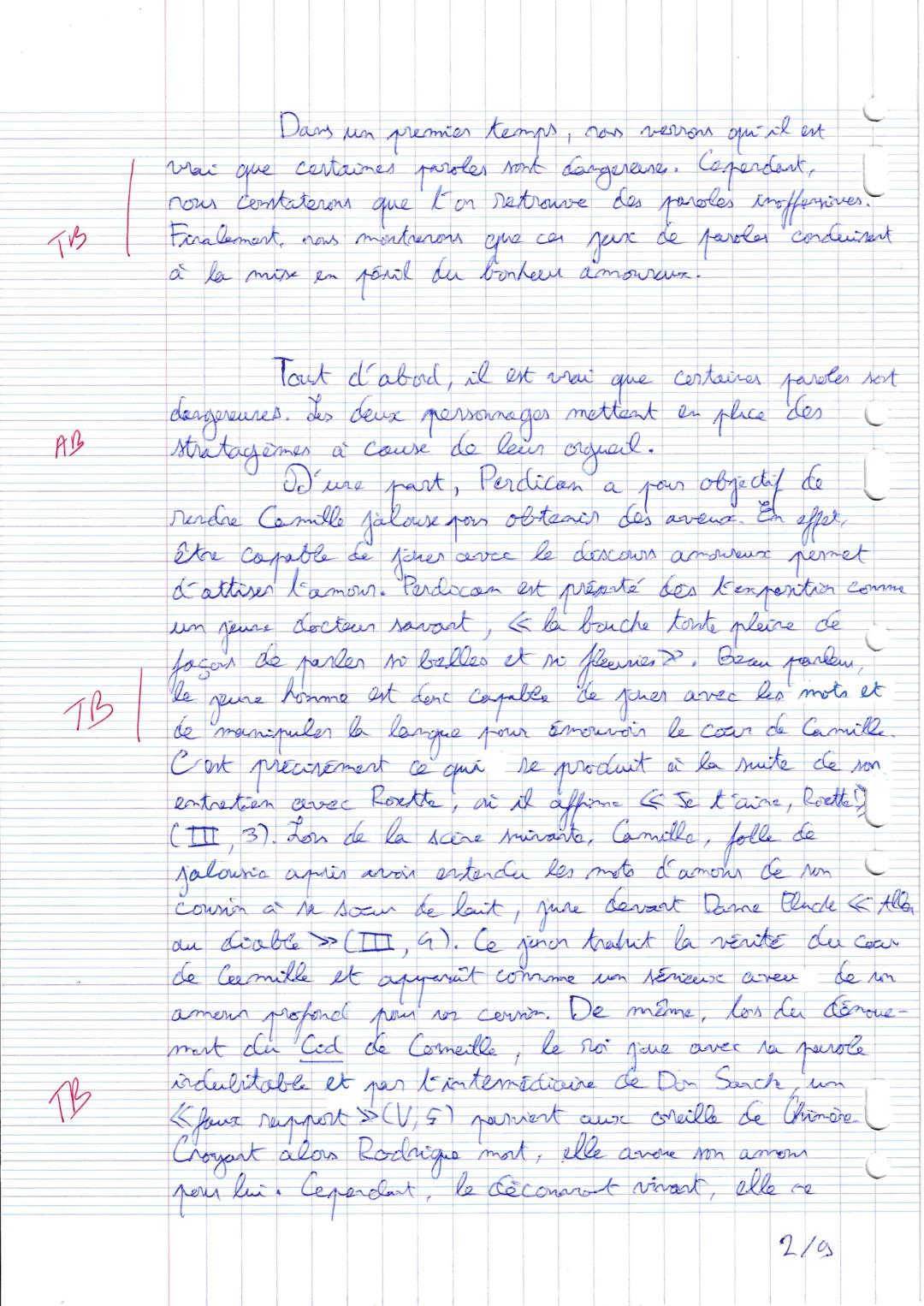 --- OCR Start ---
C
B
TB
Baccalaureat Blanc N°2 Dissertation
19/20
Excellent travail!
En tous points
Dans les pièces de Marivana, les jeux d