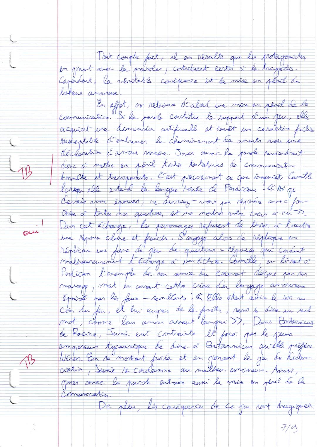 --- OCR Start ---
C
B
TB
Baccalaureat Blanc N°2 Dissertation
19/20
Excellent travail!
En tous points
Dans les pièces de Marivana, les jeux d