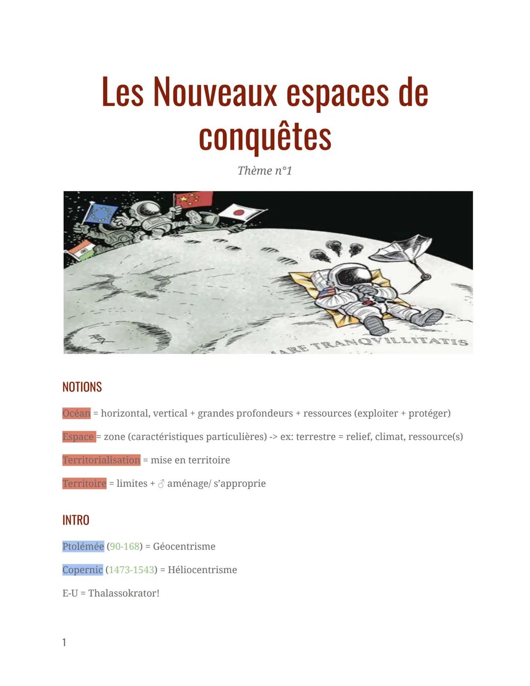 Les Nouveaux Espaces de Conquêtes (HGGSP: terminale)