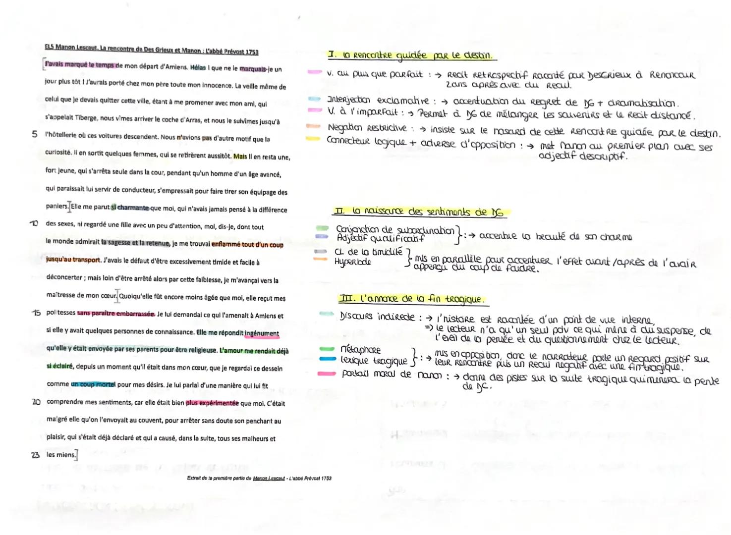 # ELS Manon Lescaut, La rencontre Des Grieux et Manon : L'abbé Prévost 1733
1
*J'avais marqué le temps de mon départ d'Amiens. Hélas ! que