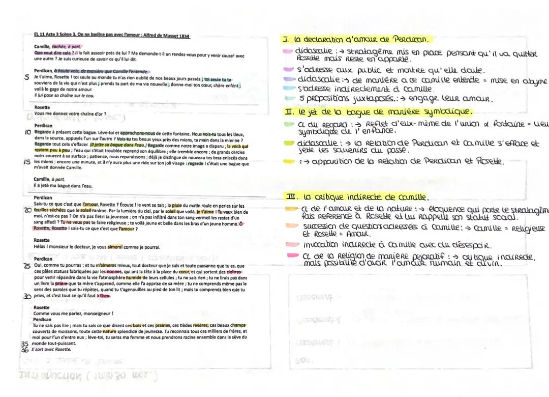 EL11 On Ne Badine Pas Avec L'amour, Acte 3 Scene 5 : Alfred De Musset 1834