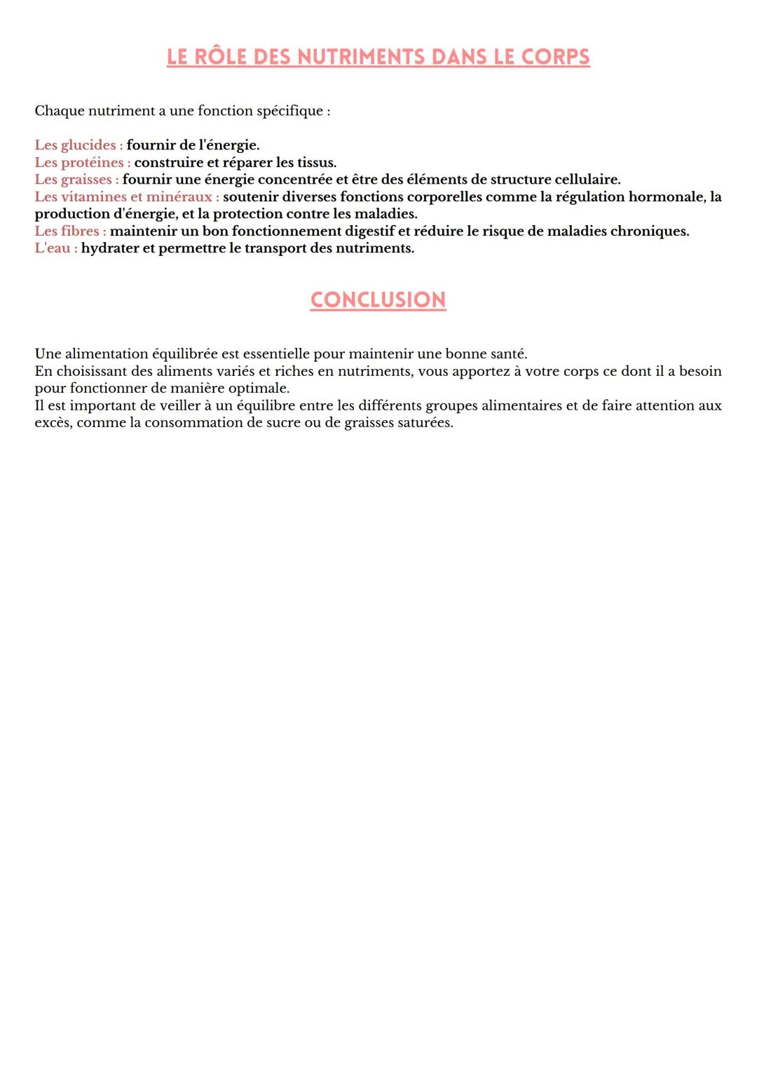 Les aliments et
Nutriments
LES ALIMENTS
Les aliments sont des substances que nous consommons pour fournir à notre corps l'énergie et
les élé