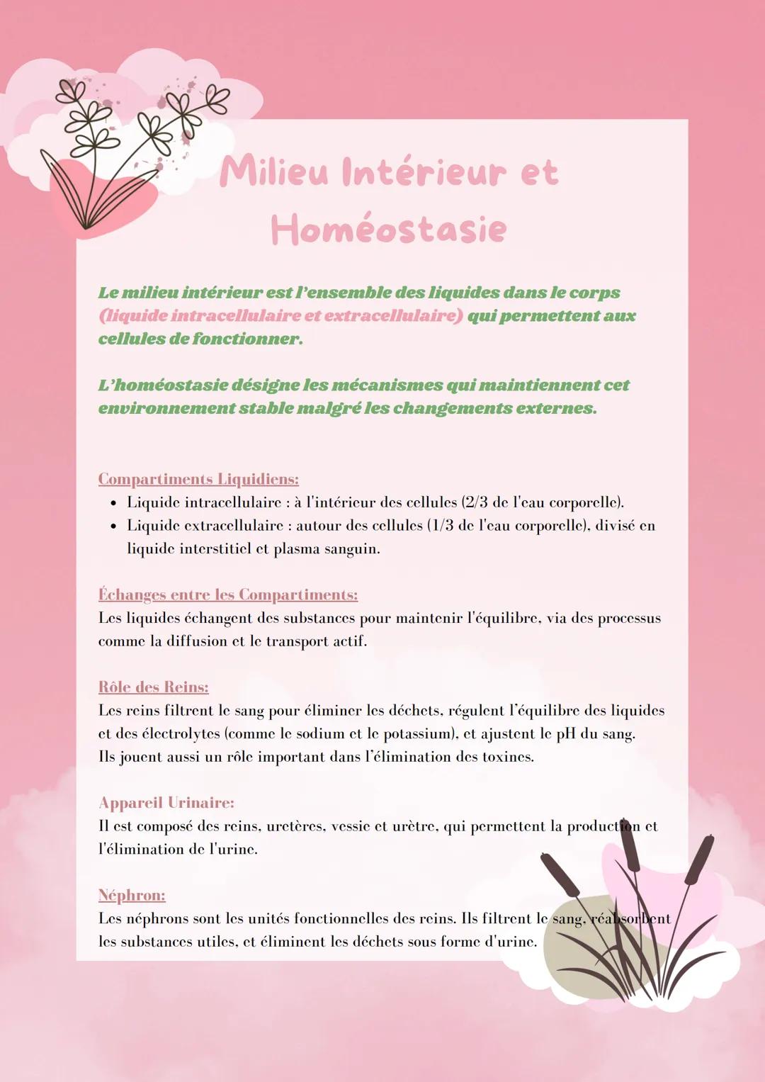 milieu intérieur / homéostasie