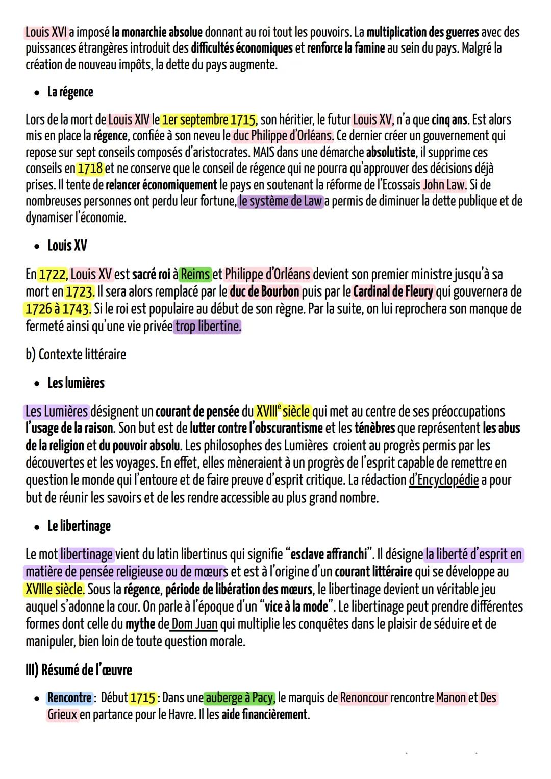 MANON LESCAUT
SOMMAIRE:
1) Présentation
a) "Carte d'identité de l'œuvre"
b) Présentation de l'auteur
II) Contexte
a) Historique
FANCAIS
b) L