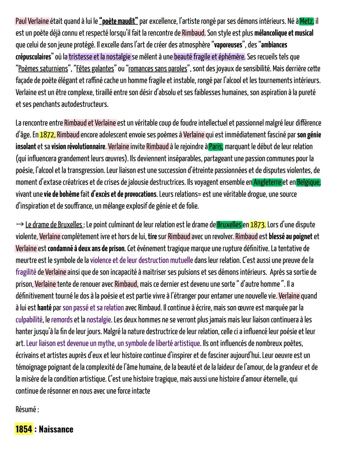 Rimbaud
• Plan
• 1) présentation
a) Présentation de l'œuvre (carte d'identité)
b) Rimbaud
→ Biographie
→ Vie amoureuse
→ Une Œuvre de Jeunes