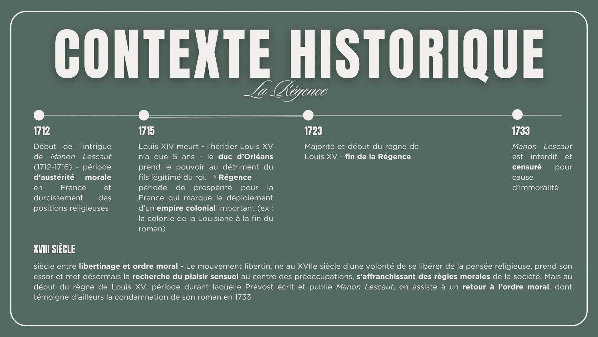 OBJET D'ÉTUDE: LE ROMAN ET LE RÉCIT DU MOYEN ÂGE AU XXI SIÈCLE
PARCOURS: PERSONNAGES EN MARGE, PLAISIR DU ROMANESQUE
MANON
Lescaut
L'ABBÉ PR