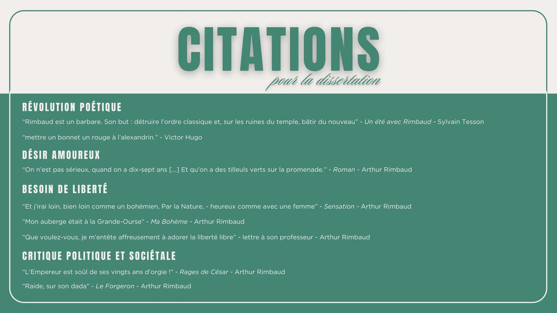 OBJET D'ÉTUDE : LA POÉSIE DU XIX AU XXI SIÈCLE
PARCOURS : ÉMANCIPATIONS CRÉATRICES
LES CAHIERS
de Douai
ARTHUR RIMBAUD - 1870 L'AUTEUR
SA