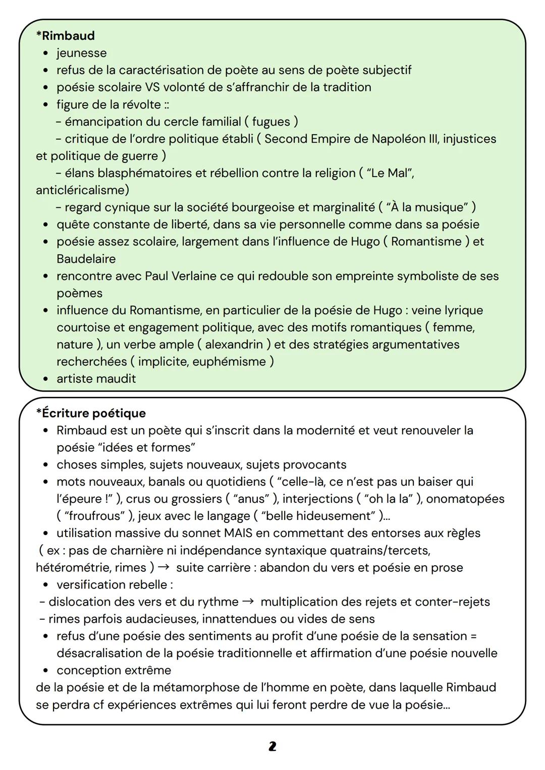 POÉSIE
*Cahiers de Douai, Rimbaud, 1870
2 cahiers d'écoliers (15+7 poèmes) dont on ne sait pas si Rimbaud a réfléchi à
leur organisation lor