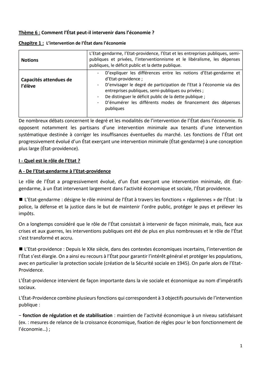 Économise: L'intervention de l'État : Bac STMG
