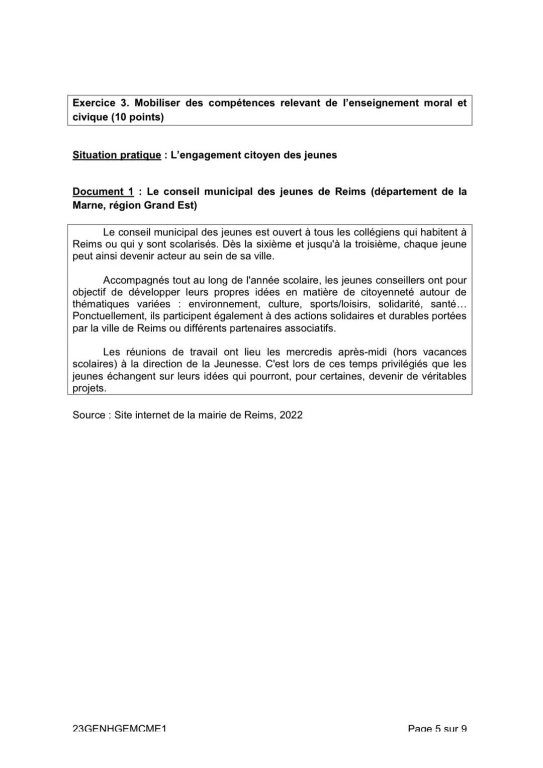 # DIPLÔME NATIONAL DU BREVET
SESSION 2023
# HISTOIRE-GÉOGRAPHIE
ENSEIGNEMENT MORAL ET CIVIQUE
Série générale
Durée de l'épreuve : 2 heure