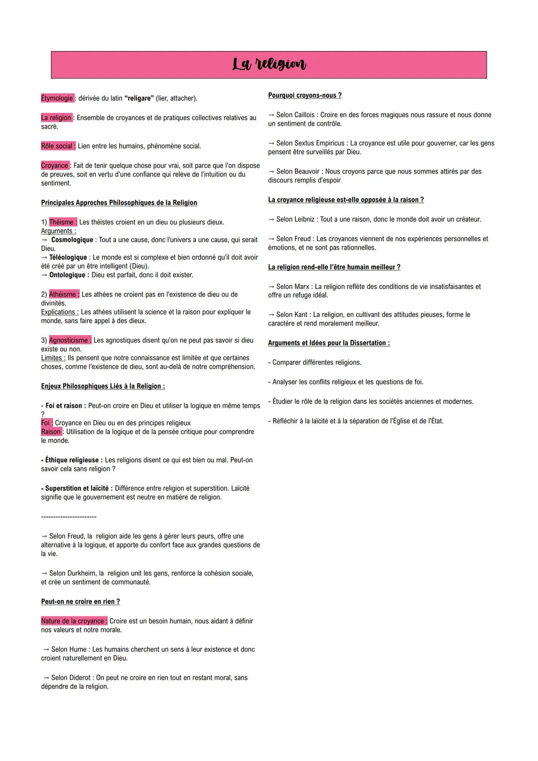 FICHES NOTIONS PHILOSOPHIE + MÉTHODE DISSERTATION --- OCR Start ---
La vérite
Définition:
- Du latin << vertitas >>>
- la vérité: la corresp