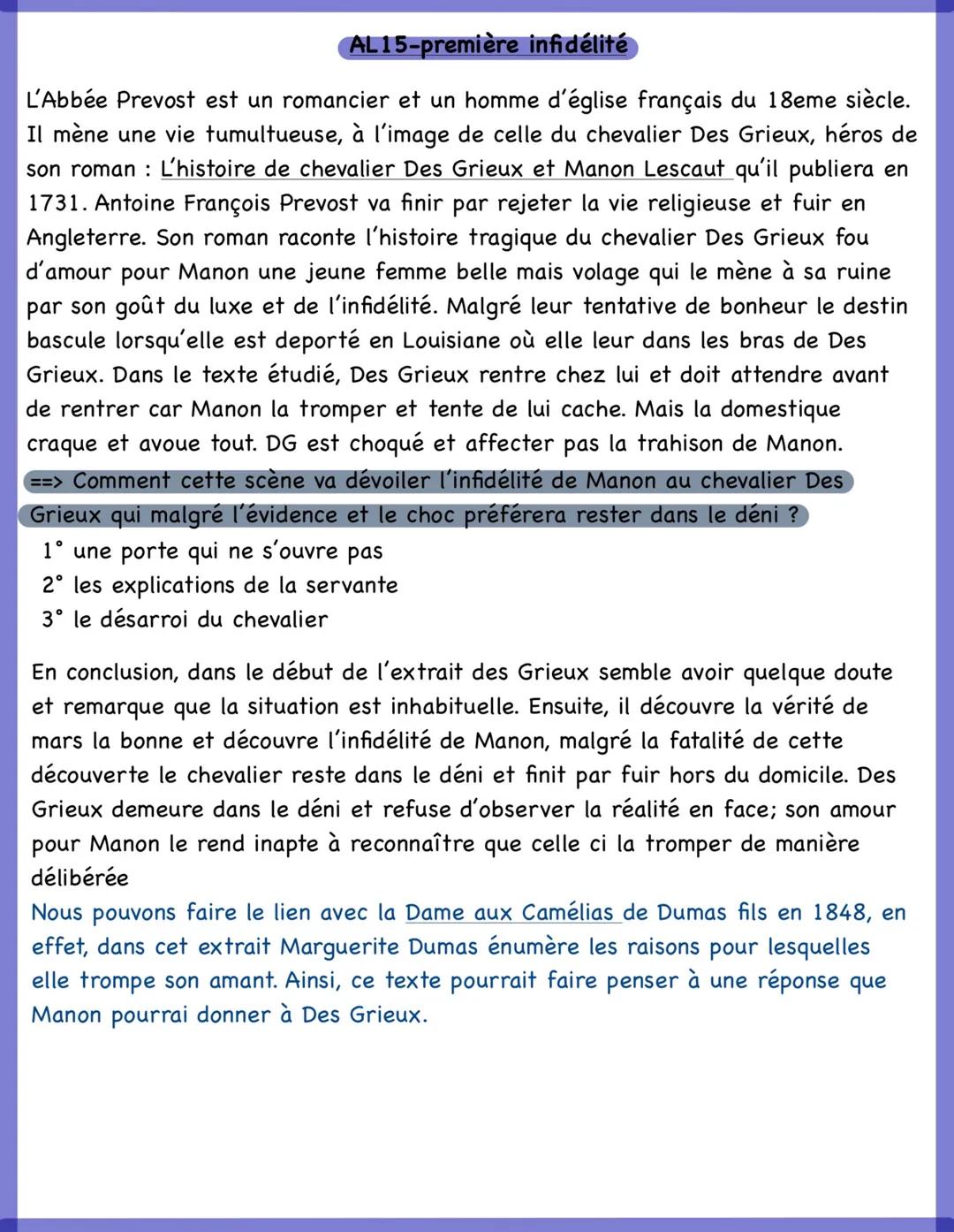 # AL15-première infidélité
L'Abbé Prévost est un romancier et un homme d'église français du 18eme siècle.
Il mène une vie tumultueuse, à l'