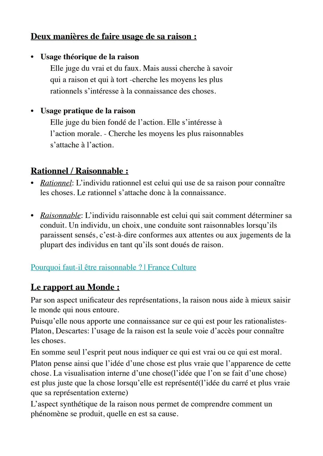 Introduction
La Raison
Expliquer ce qu'est la raison c'est avant tout expliquer qui est le
sujet rationnel. La raison s'accompagne toujours