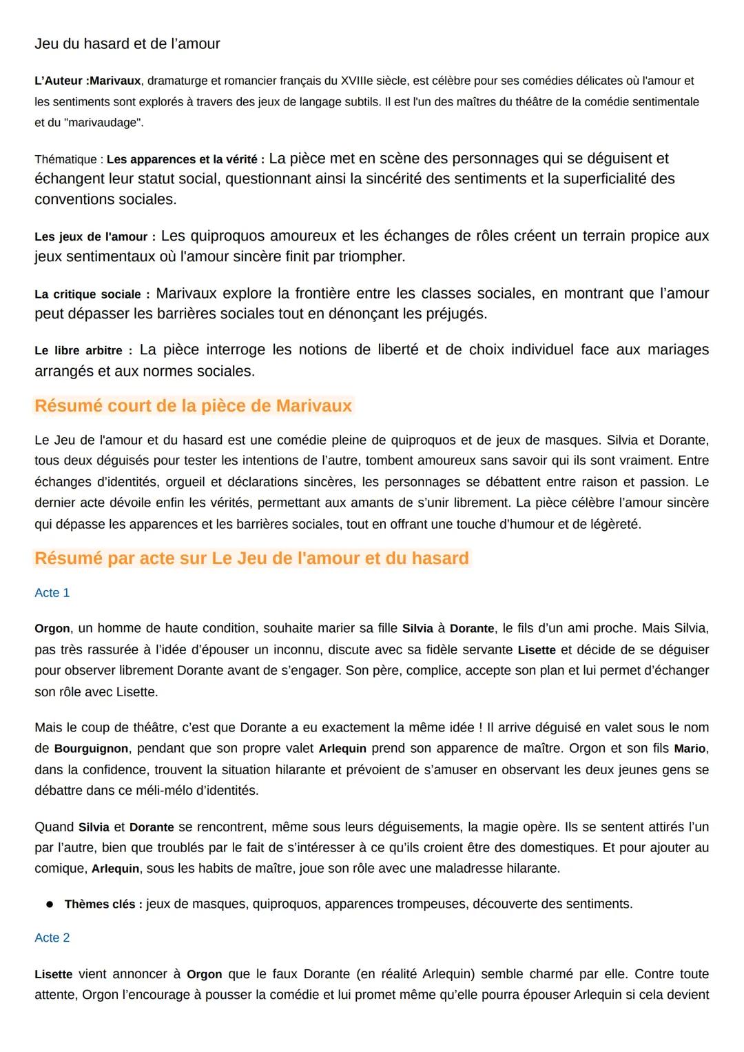 Jeu du hasard et de l'amour
L'Auteur : Marivaux, dramaturge et romancier français du XVIIIe siècle, est célèbre pour ses comédies délicates