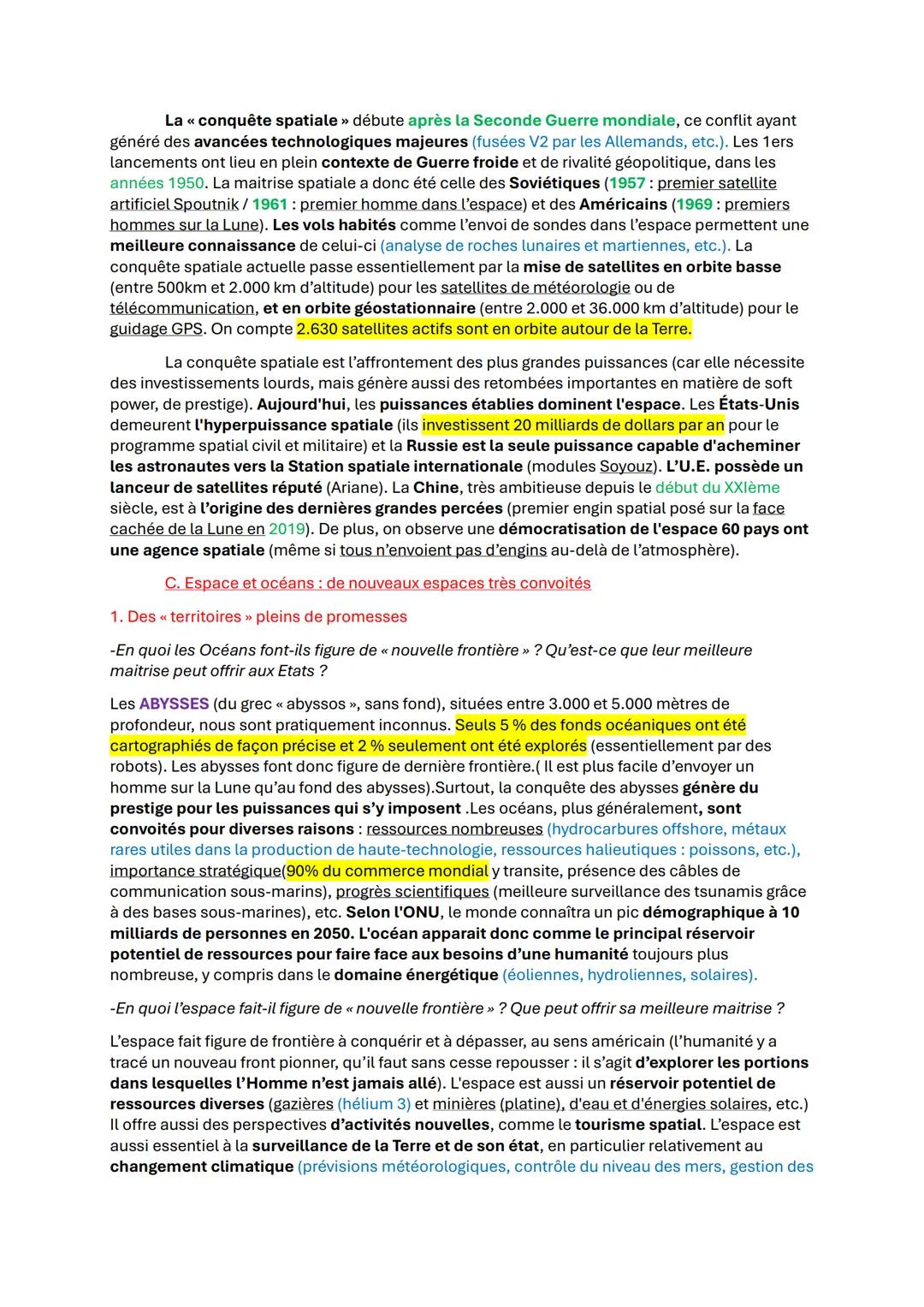 HGGSP - Thème 1- De nouveaux espaces de conquête
Introduction OCÉAN ET ESPACE: QUELLES SPÉCIFICITÉS?
A.Les océans
OCÉAN: Grande étendue d'ea