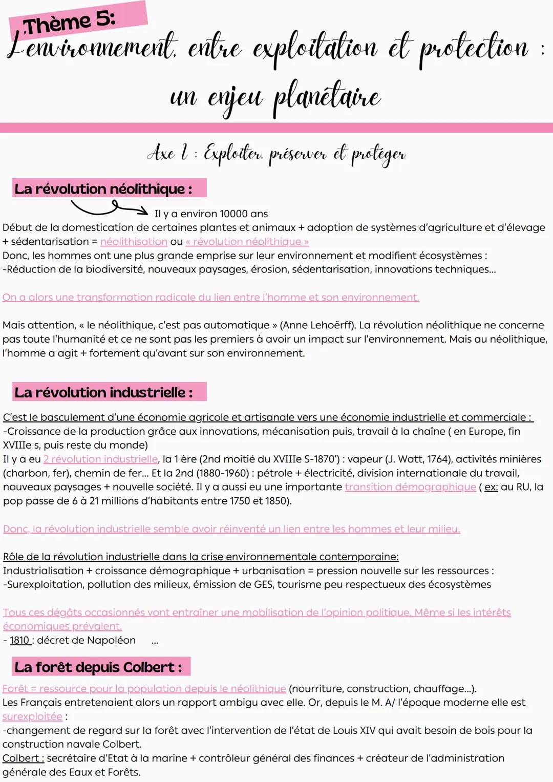 L'environnement, entre exploitation et protection: un enjeu planétaire. Thème 5 HGGSP terminale