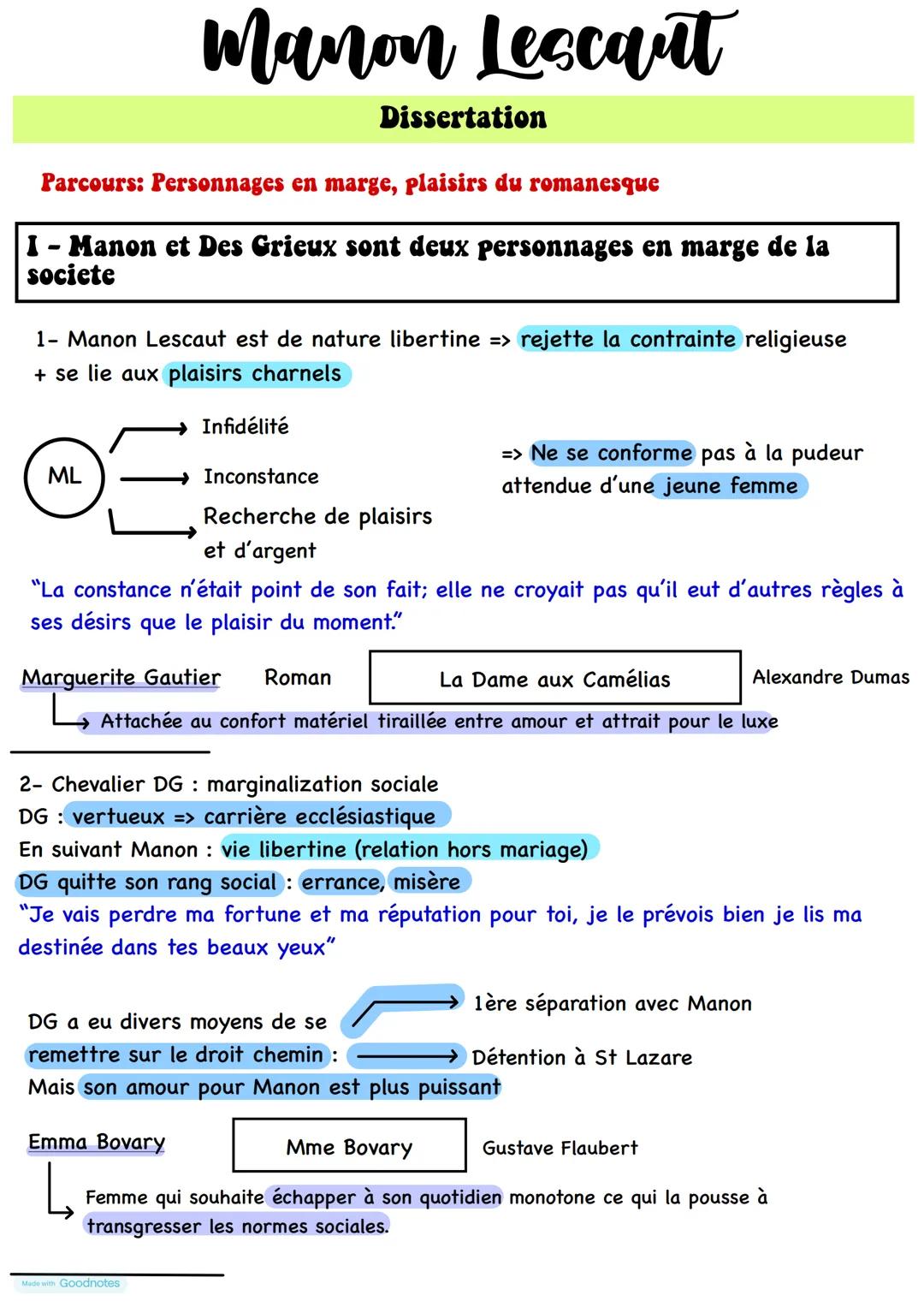 Dissertation Manon Lescaut