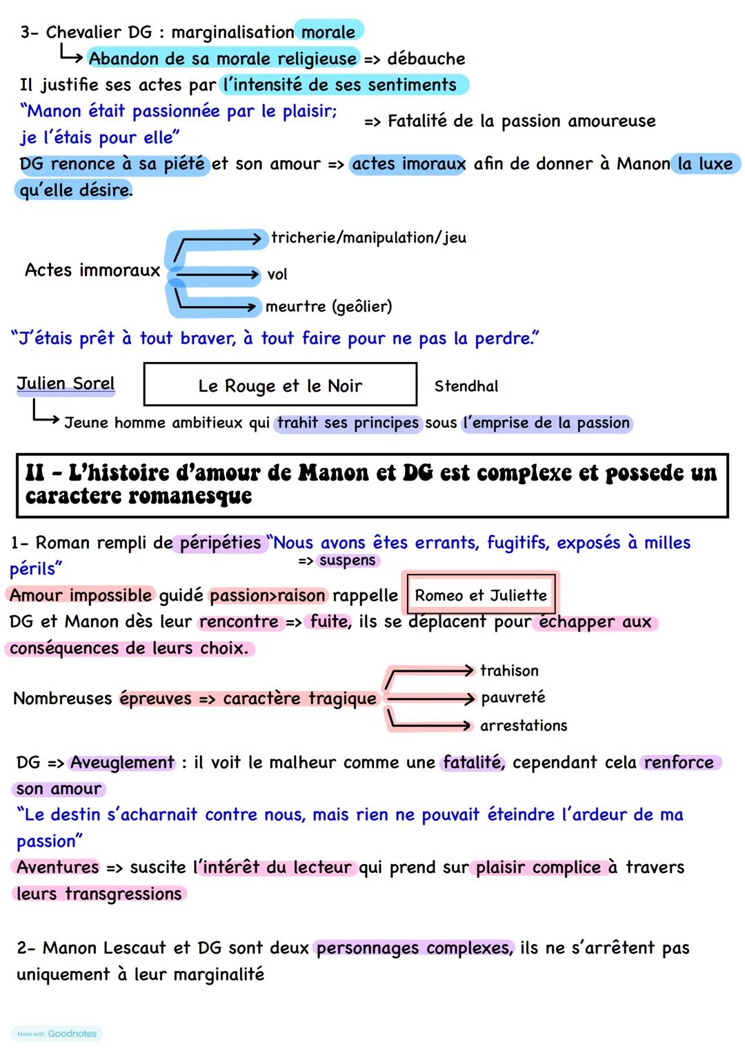 --- OCR Start ---
Manon Lescart
Dissertation
Parcours: Personnages en marge, plaisirs du romanesque
I- Manon et Des Grieux sont deux personn