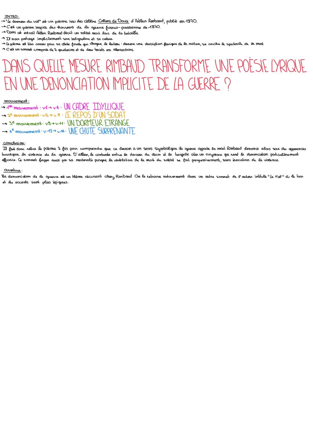 Texte
Le Dormeur du val
C'est un trou de verdure où chante une rivière
Accrochant follement aux herbes des haillons,
D'argent; où le soleil,