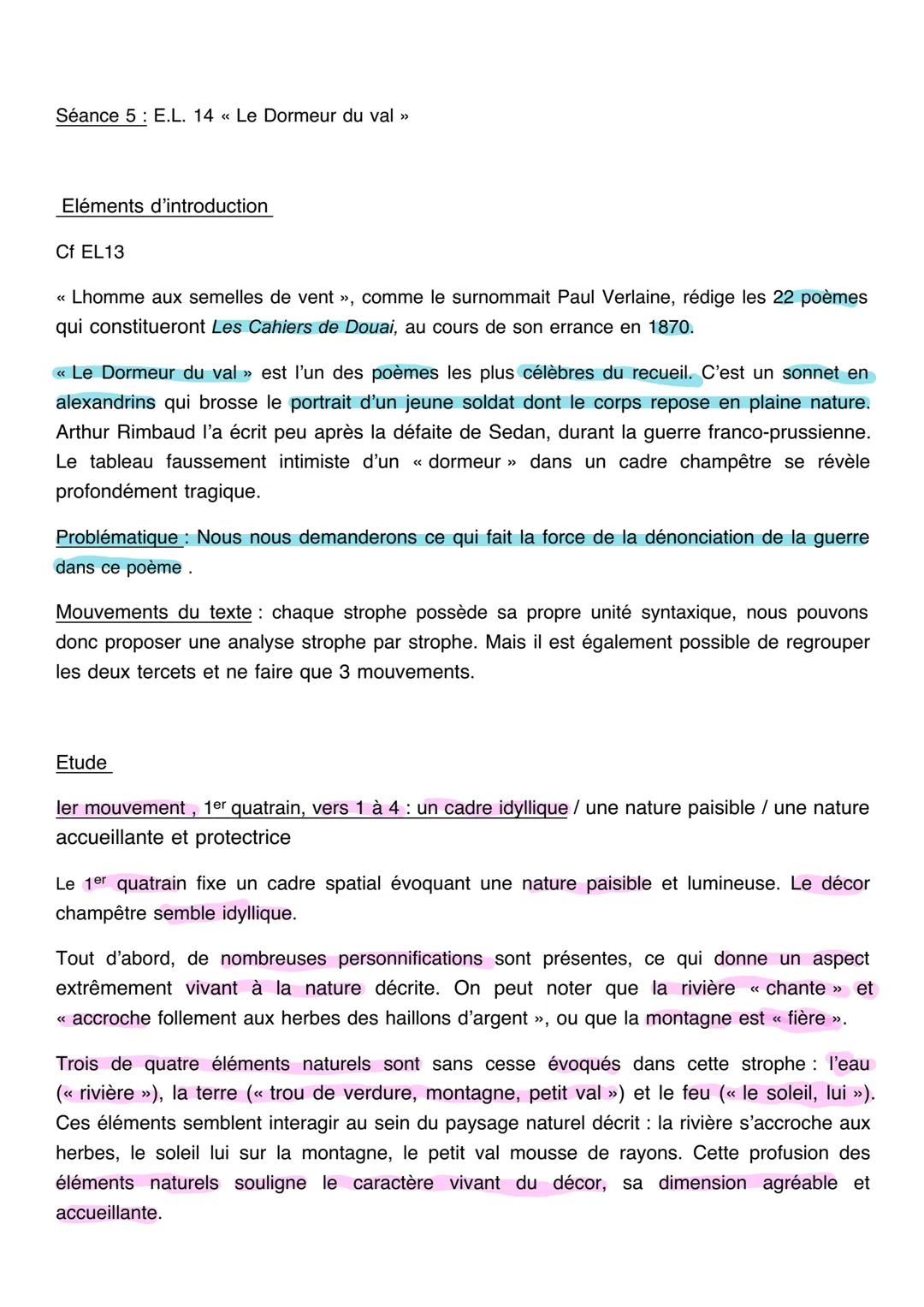 Texte
Le Dormeur du val
C'est un trou de verdure où chante une rivière
Accrochant follement aux herbes des haillons,
D'argent; où le soleil,