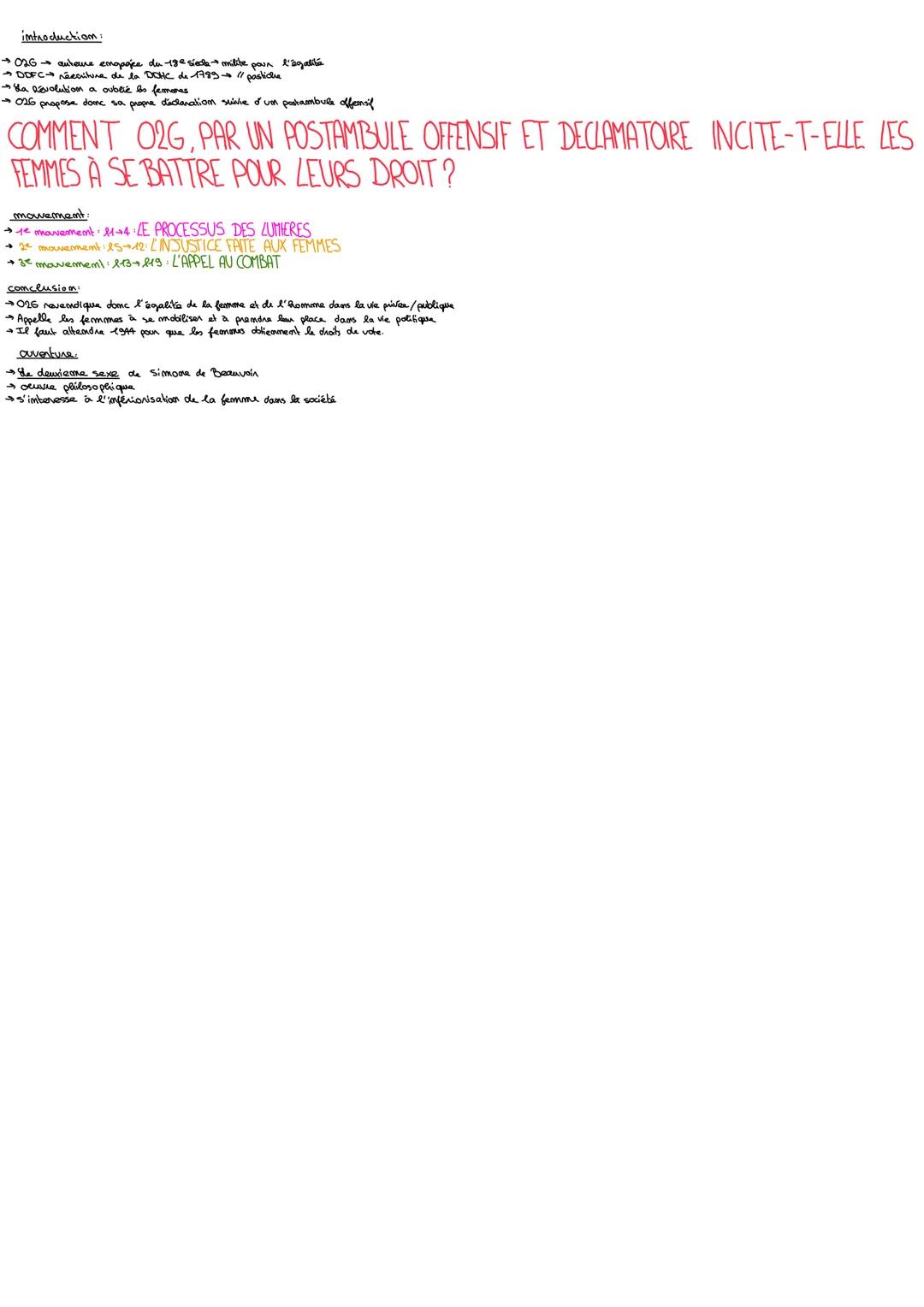 ## La révolution des femmes
Postambule
[Femme, réveille-toi; le tocsin¹ de la raison se fait entendre dans tout l'univers; reconnais tes d