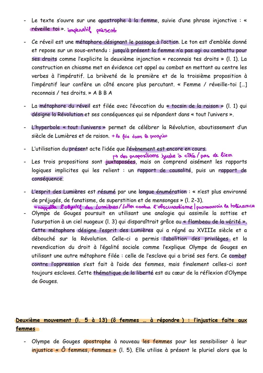 ## La révolution des femmes
Postambule
[Femme, réveille-toi; le tocsin¹ de la raison se fait entendre dans tout l'univers; reconnais tes d