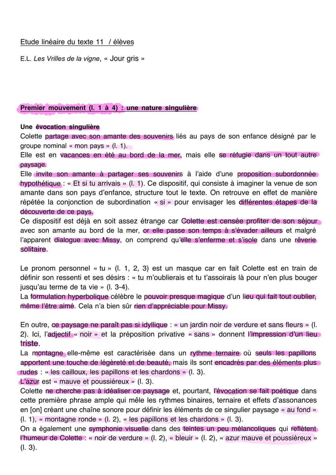 ## Texte :
Colette est au bord de la mer, un jour où il fait gris, avec son amante Missy. Elle s'échappe en pensée
pour se remémorer son ja