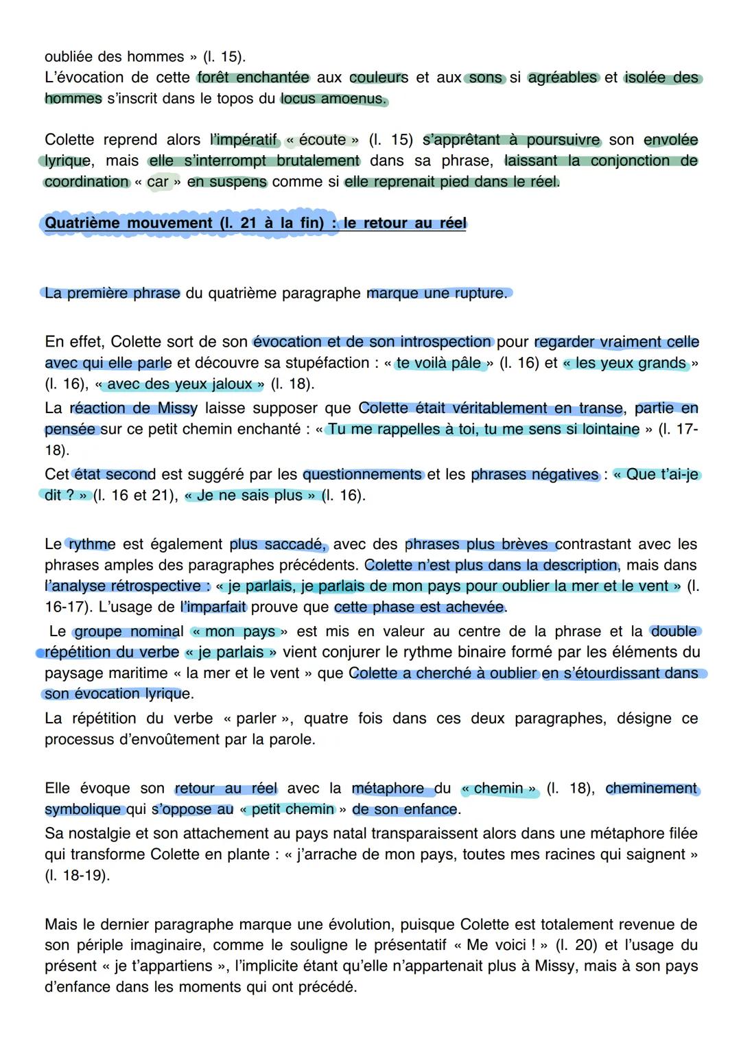 ## Texte :
Colette est au bord de la mer, un jour où il fait gris, avec son amante Missy. Elle s'échappe en pensée
pour se remémorer son ja