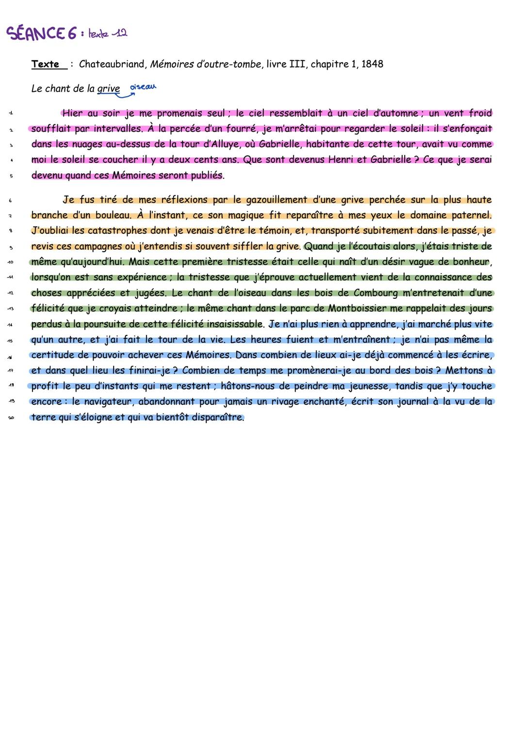Étude linéaire - Mémoires d’outre-tombe - Chateaubriand