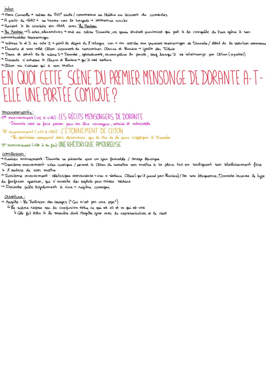 14
Texte : Corneille, Le Menteur, 1644, Acte I, scène 3
Scène 3
Dorante, Clarice, Lucrèce, Isabelle, Clinton
Dorante
C'est l'effet du malheu