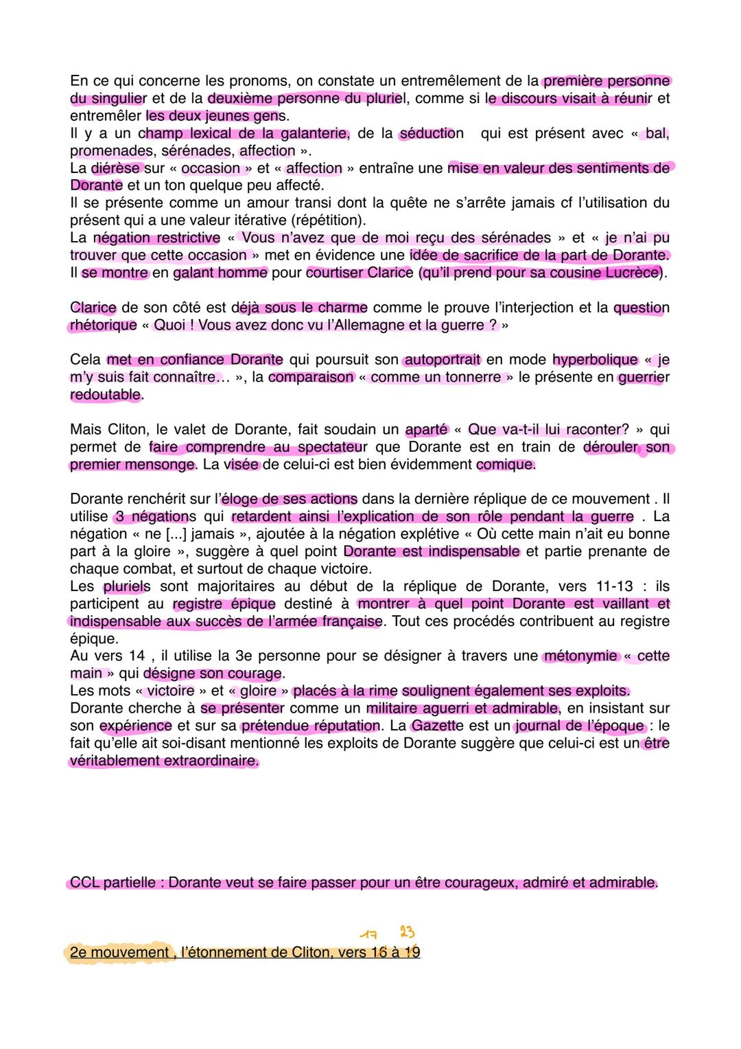 14
Texte : Corneille, Le Menteur, 1644, Acte I, scène 3
Scène 3
Dorante, Clarice, Lucrèce, Isabelle, Clinton
Dorante
C'est l'effet du malheu