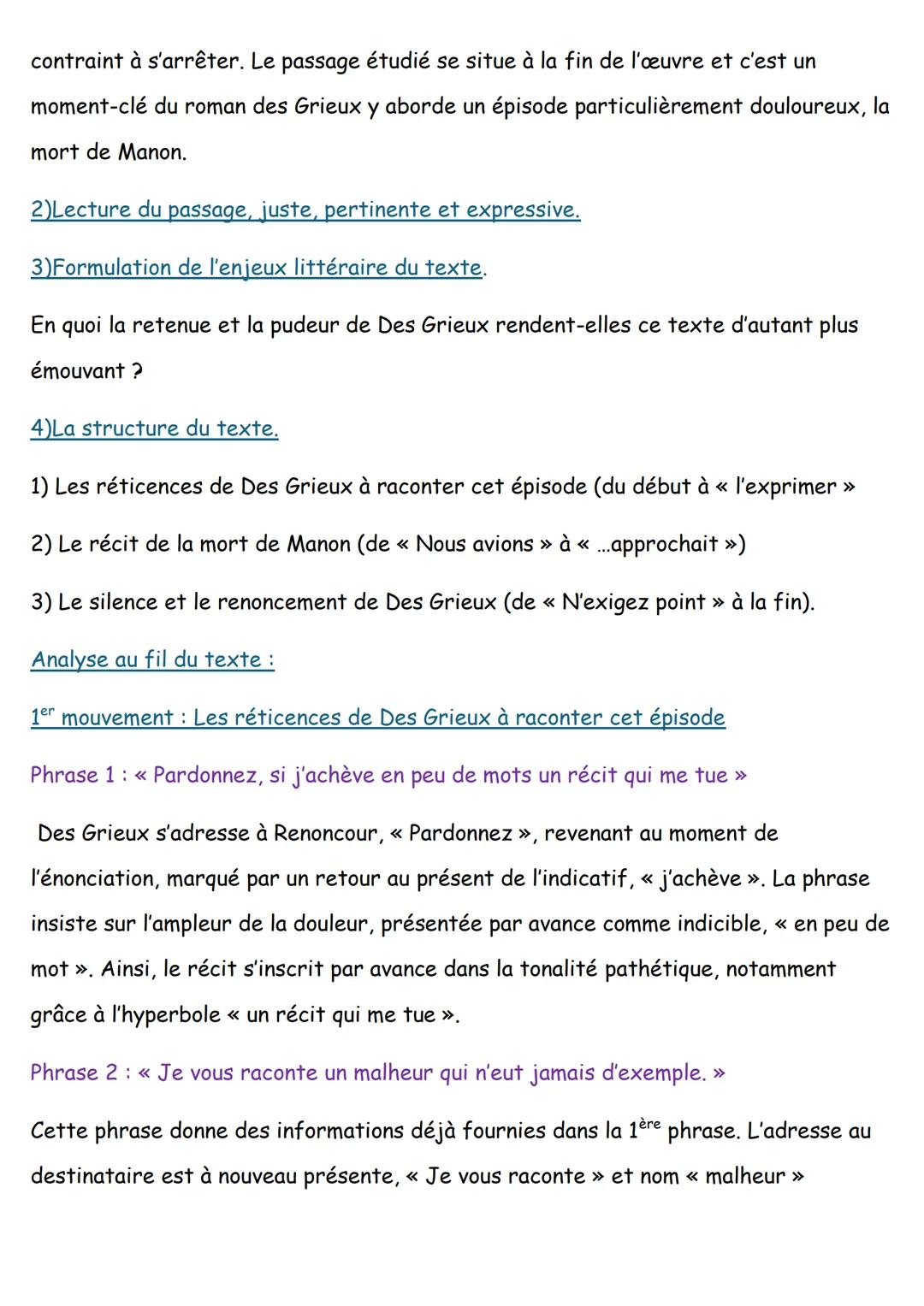 Texte 15: Manon Lescaut, extrait de La mort de Manon, seconde partie,
1) Présentation de l'œuvre
Constituant le VIIème et dernier tome des M