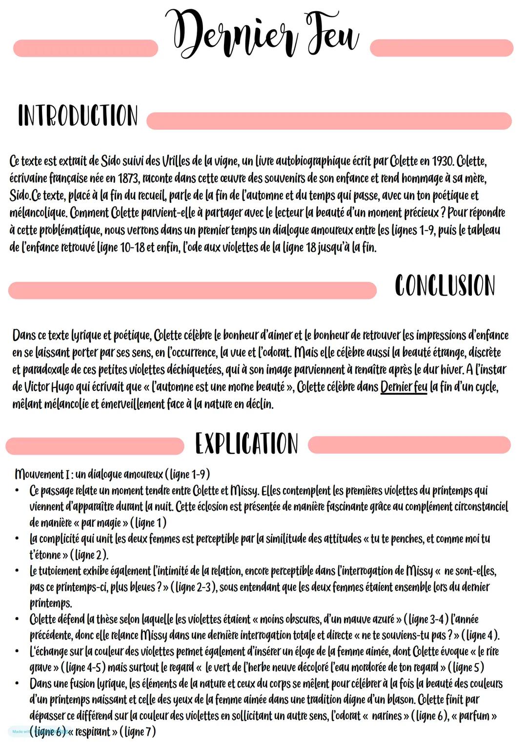 ## INTRODUCTION
Dernier Jeu
Ce texte est extrait de *Sido suivi des Vrilles de la vigne*, un livre autobiographique écrit par Colette en 1