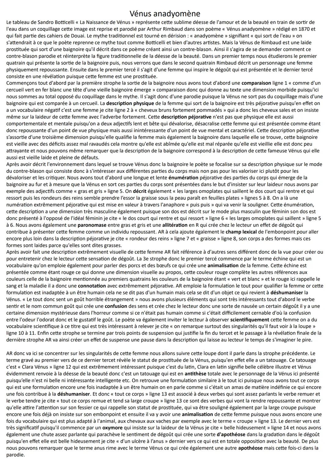 Analyse linéaire intro bac français 12 textes