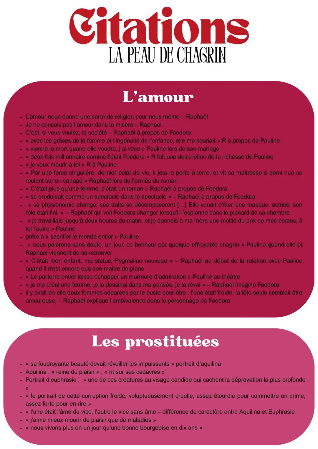 Citations
LA PEAU DE CHAGRIN
L'amour
L'amour nous donne une sorte de religion pour nous même - Raphaël
Je ne conçois pas l'amour dans la mis