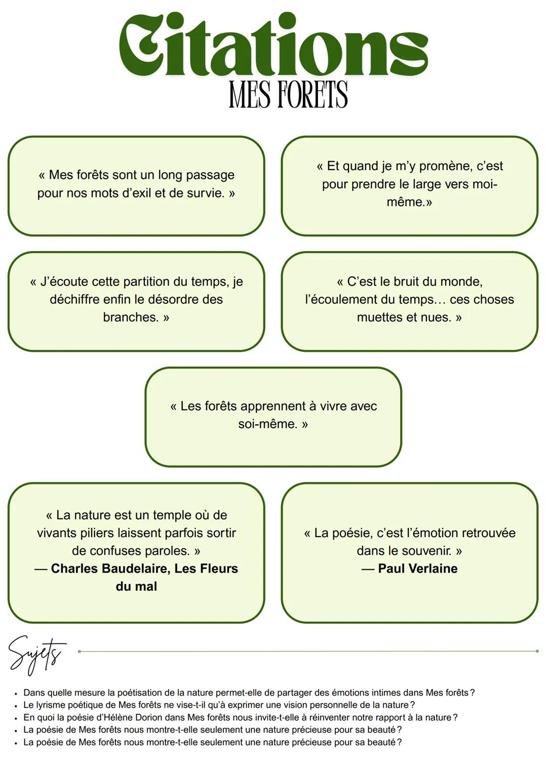 --- OCR Start ---
Citations
MES FORETS
<<< Mes forêts sont un long passage
pour nos mots d'exil et de survie. >>>
<< Et quand je m'y promène