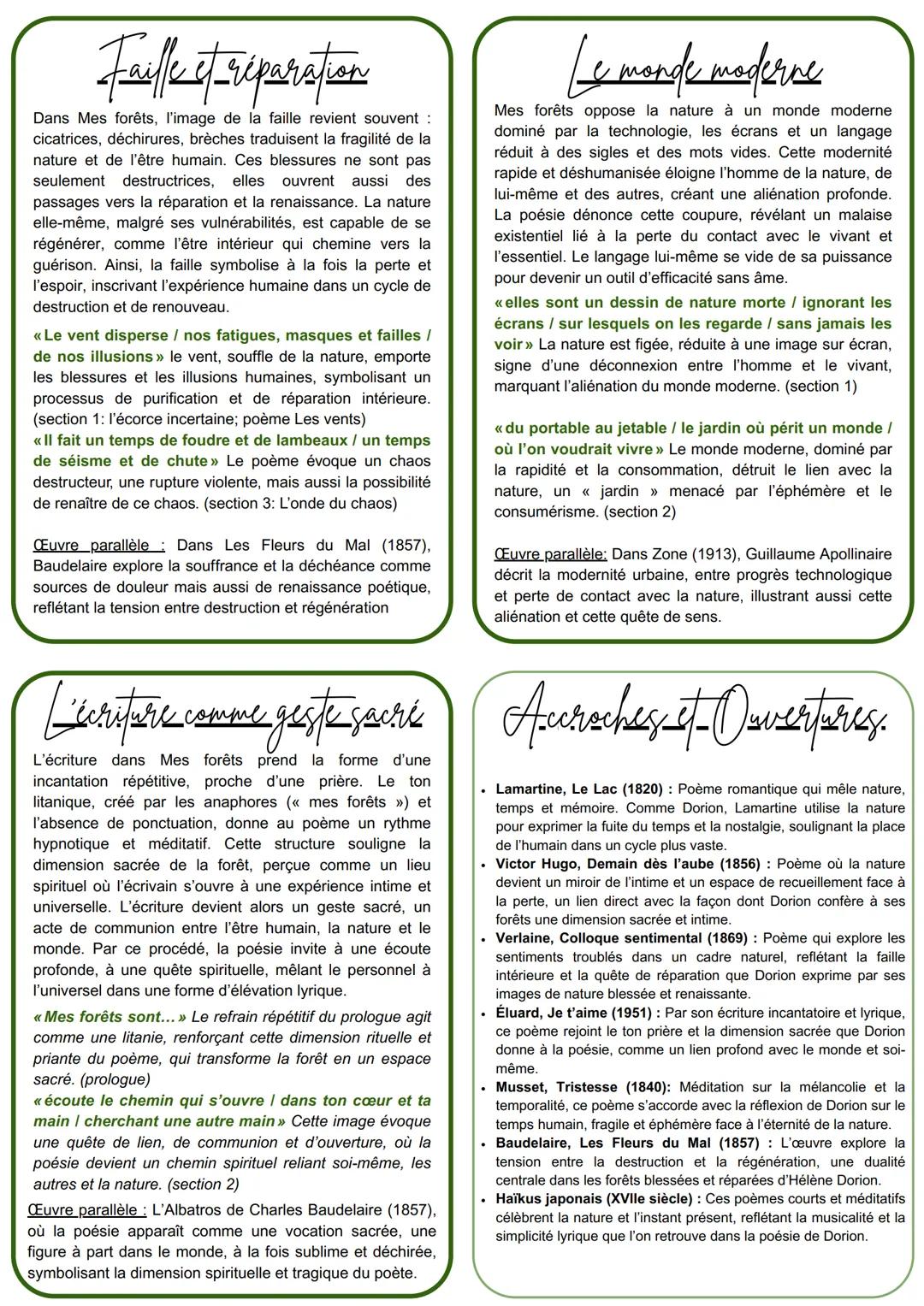 La Poésie
MES FORETS
Hélène Dorion
• Poétesse québécoise née en 1958, figure majeure
de la poésie contemporaine francophone.
• Courant litté