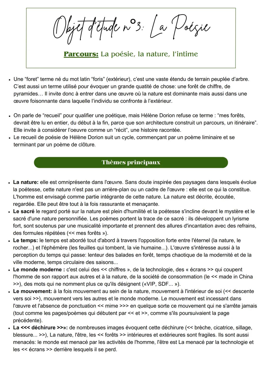 Fiche révision sur la poésie : la poésie, la nature, l’intime