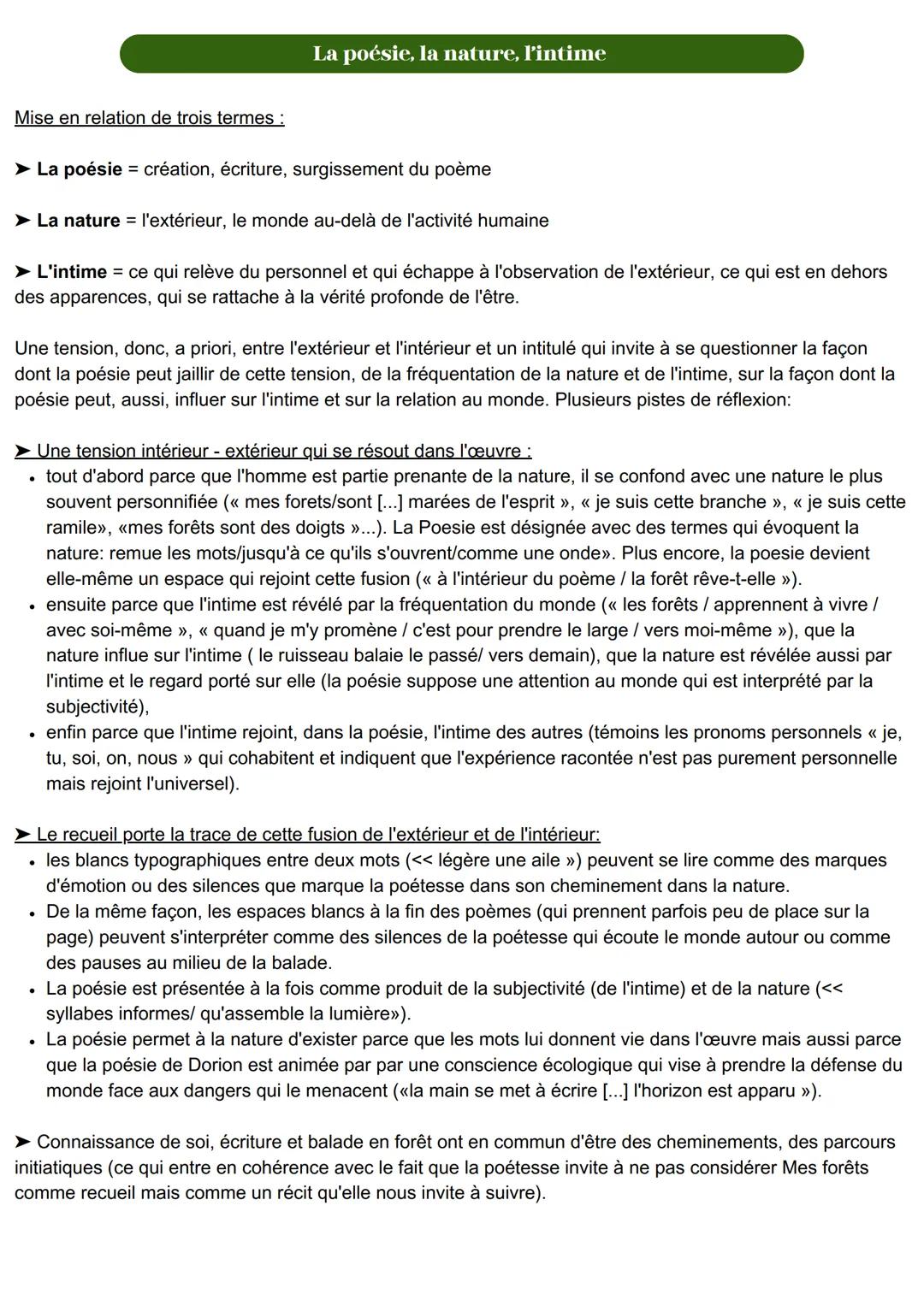 Objet d'étude n°3: La Poésie
Parcours: La poésie, la nature, l'intime
Une "foret" terme né du mot latin "foris" (extérieur), c'est une vaste