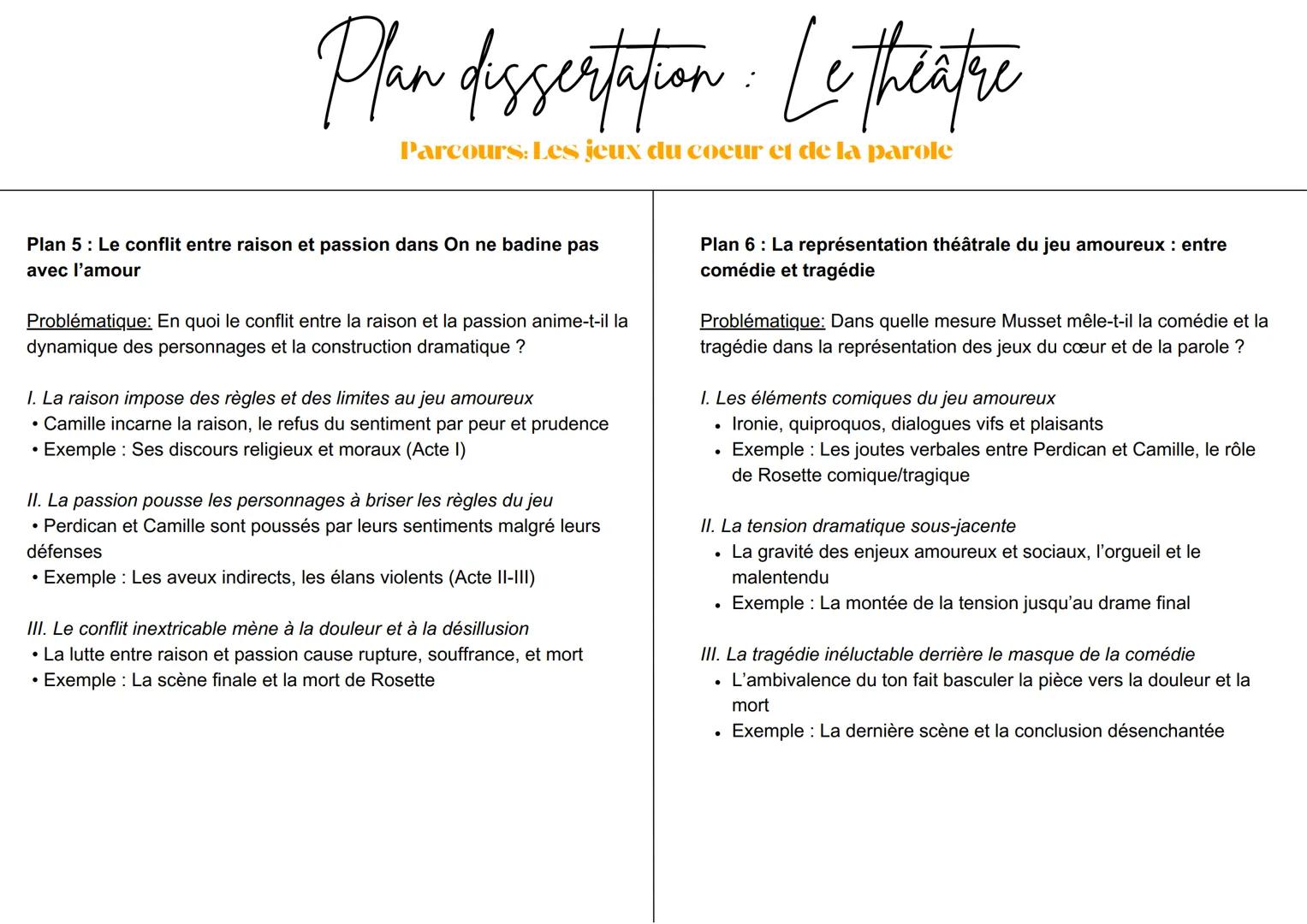 Plan dissertation : Le theatre
Parcours: Les jeux du coeur et de la parole
Plan 1: La parole, un jeu dangereux entre amour et orgueil
Problé
