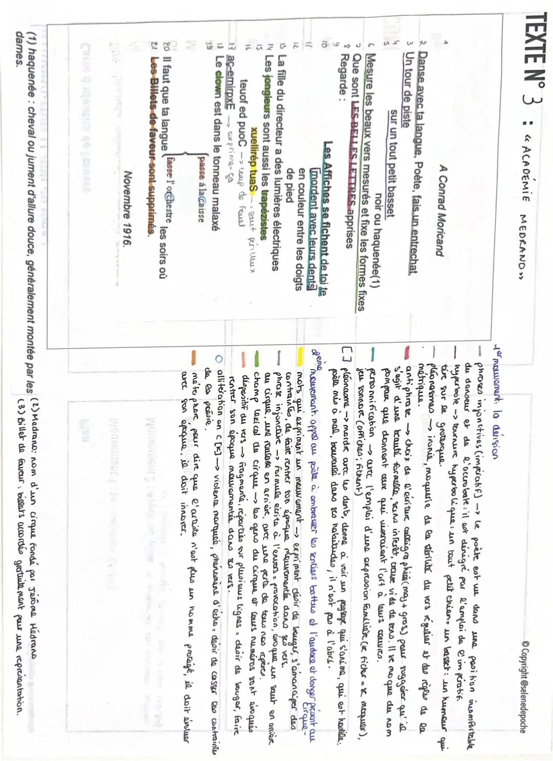 --- OCR Start ---
INTRODUCTION (1 min 30 max.)
Carte d'identité de l'œuvre
Titre: Sonnets dénaturés: académie Medrano"
Auteur: Blaise Cendra