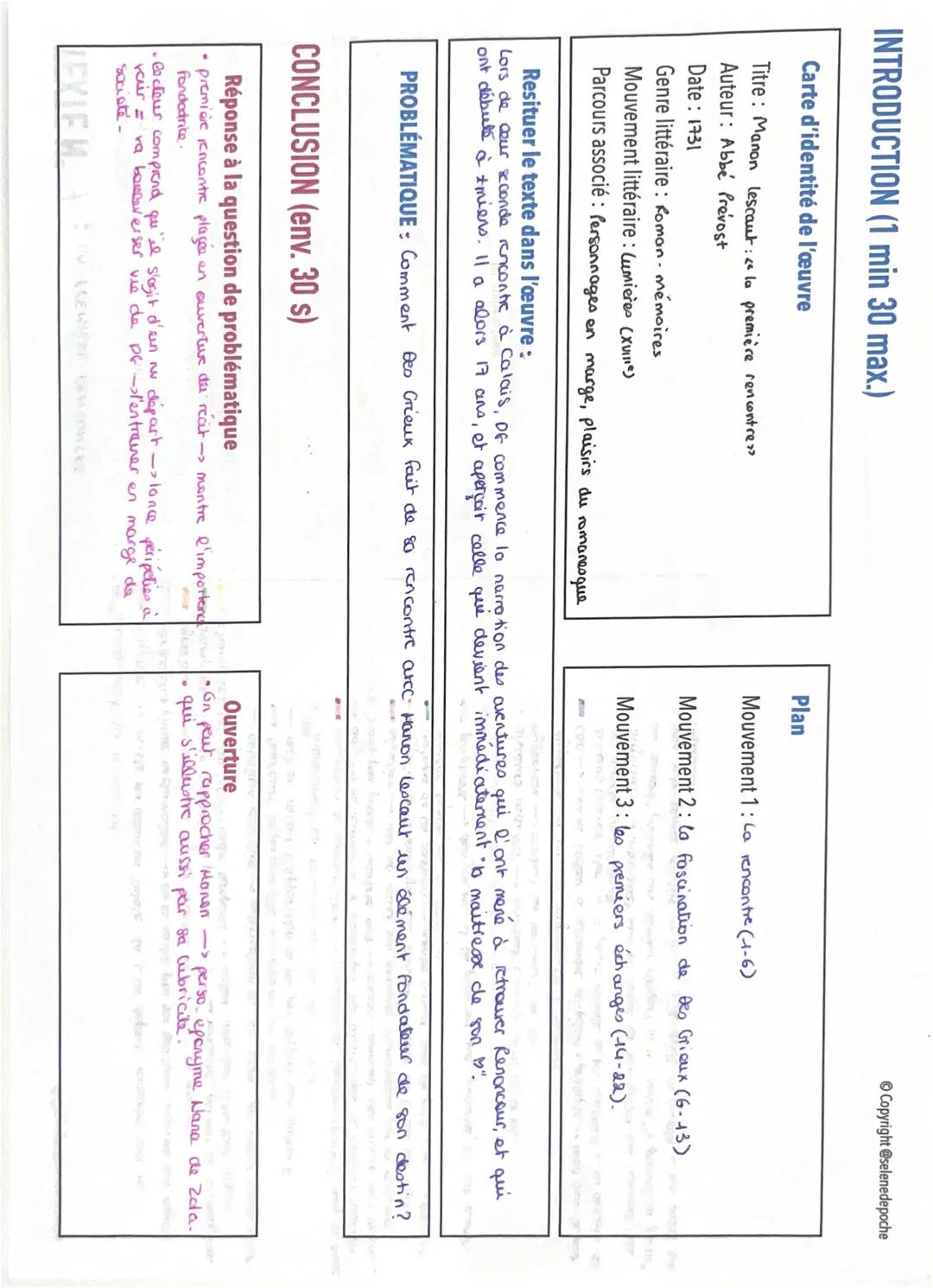# INTRODUCTION (1 min 30 max)
## Carte d'identité de l'œuvre
* **Titre :** Manon Lescaut : la première rencontre
* **Auteur :** Abbé Prévo