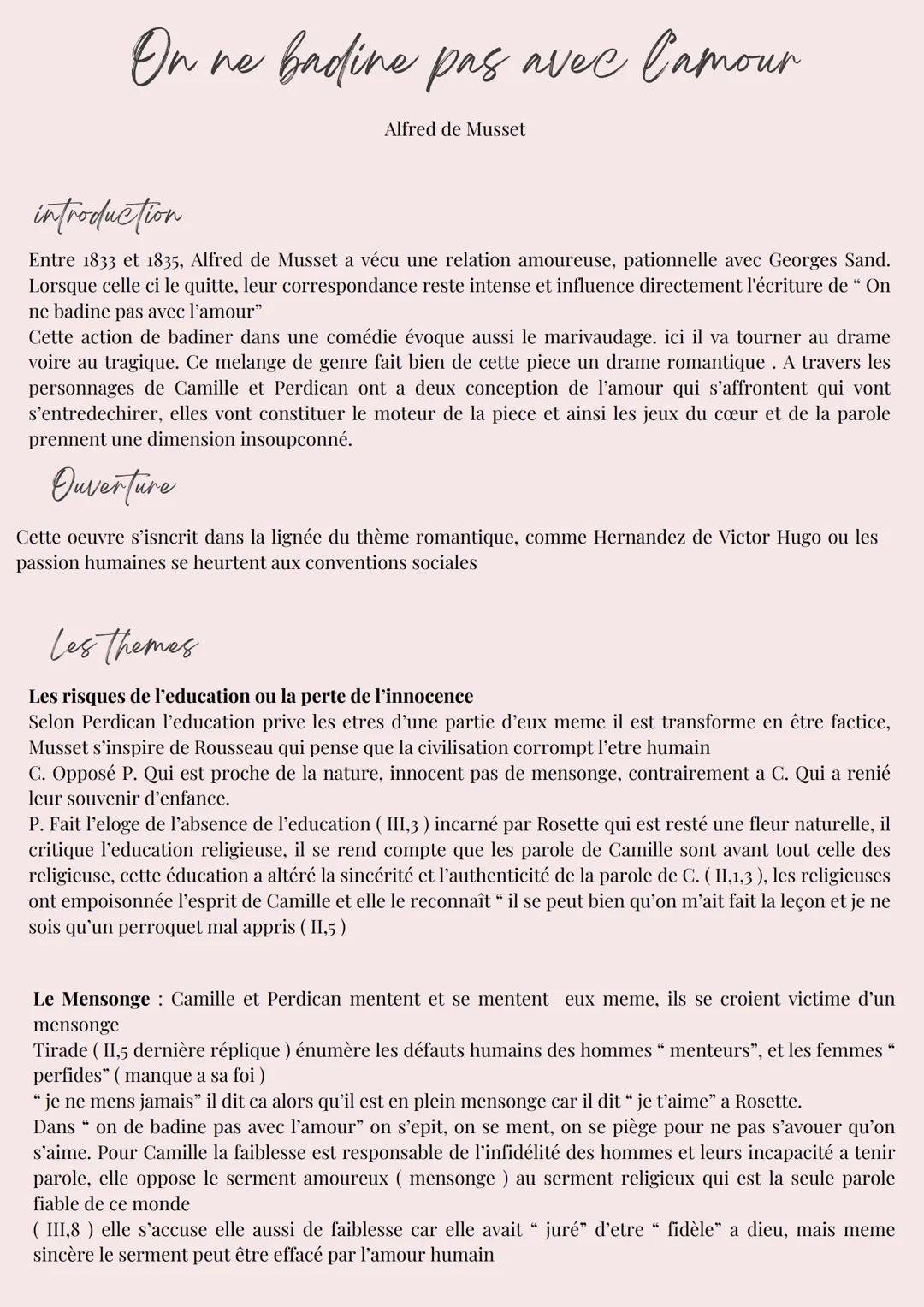 On ne badine pas avec lamour
introduction
Alfred de Musset
Entre 1833 et 1835, Alfred de Musset a vécu une relation amoureuse, pationnelle a
