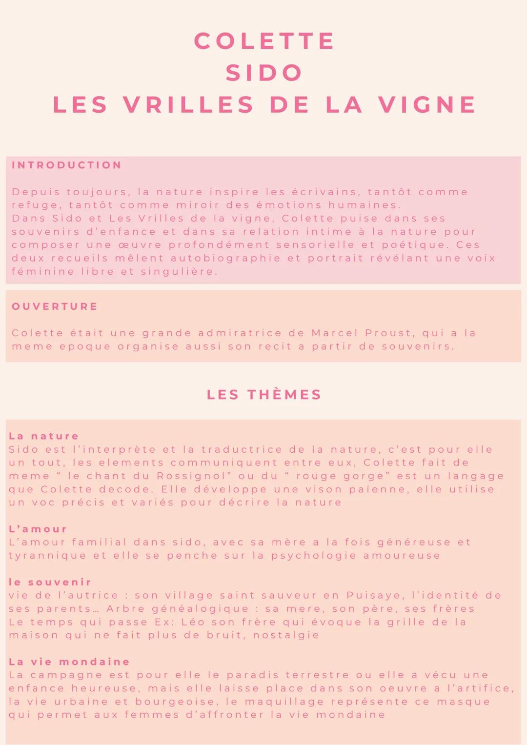 # COLETTE
# SIDO
# LES VRILLES DE LA VIGNE
## INTRODUCTION
Depuis toujours, la nature inspire les écrivains, tantôt comme refuge, tantôt c