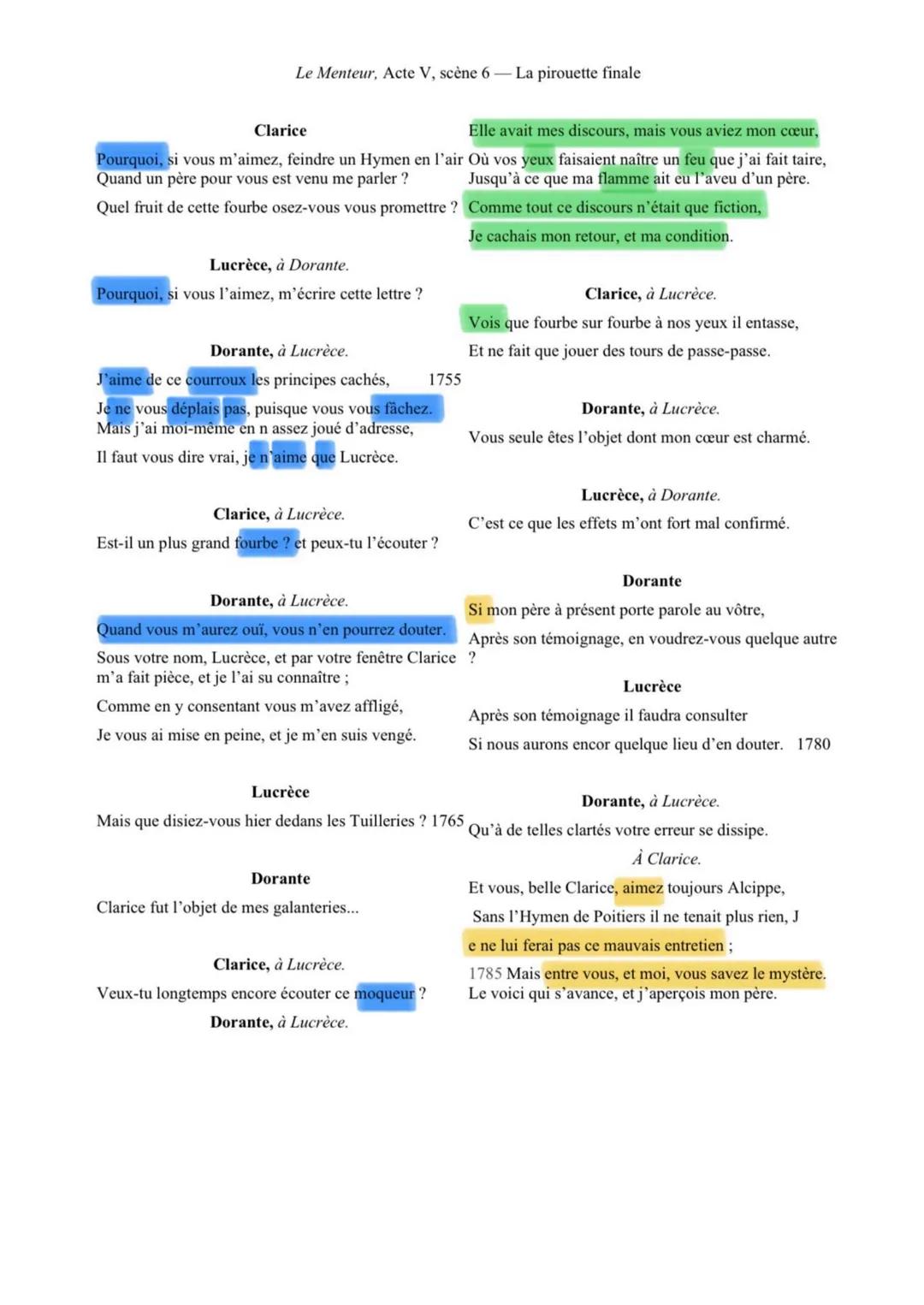 --- OCR Start ---
LA PIROUETTE FINALE DE DORANTE »
ACTE V, SCÈNE 6
INTRODUCTION
Accroche
Tout au long de la pièce nous avons vu Dorante ment
