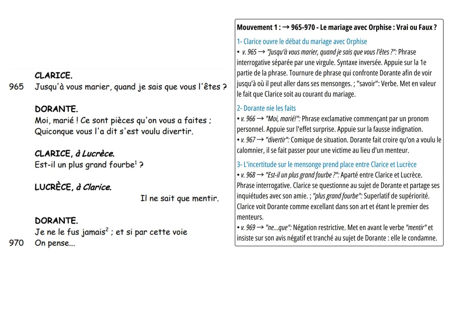 TEXTE : Le Menteur, Acte III, scène 5, v. 965-995, Pierre Corneille, 1644.
INTRODUCTION (1 min 30 max.)
Carte d'identité de l'œuvre
Plan
Tit
